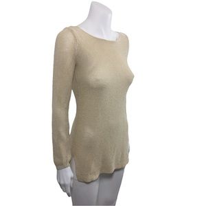 Club Monaco Mesh Knit Tunic Sweater Golden Beige Size S XS - Slim Fit